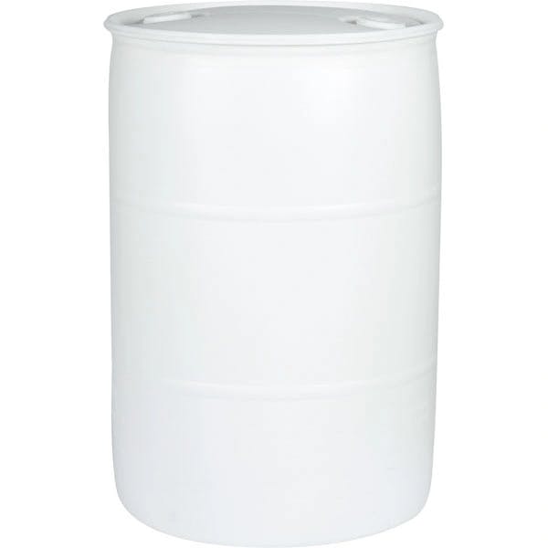 Product Image for 55 Gallon White Poly Solid Top Barrel with Caps - Washed sku:pol-205
