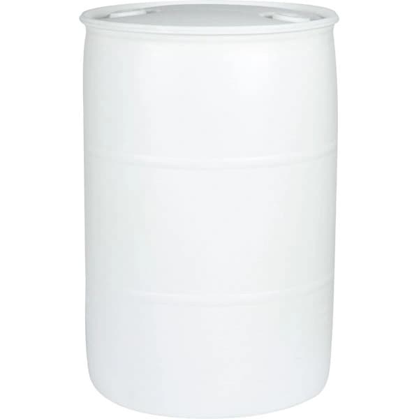 Product Image for 55 Gallon White Poly Solid Top Barrel with Caps - Washed sku:pol-205